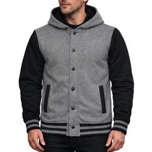 Tony Hawk Men's Small Varsity Hoodie Jacket Faux Fur Lined Gray Black